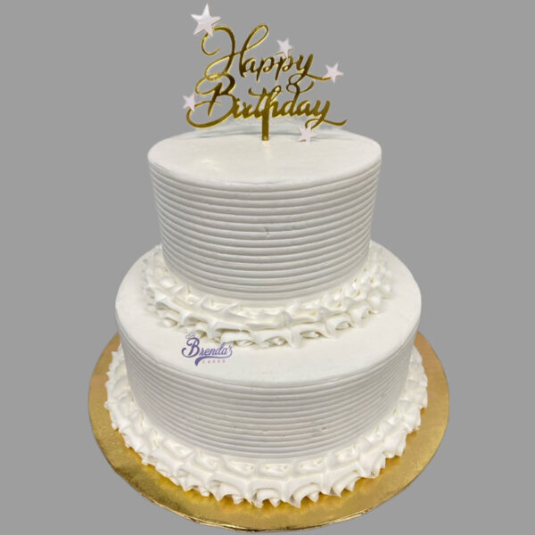 2 Tier Cake All White | Brenda's Cakes Shop - Miami, FL