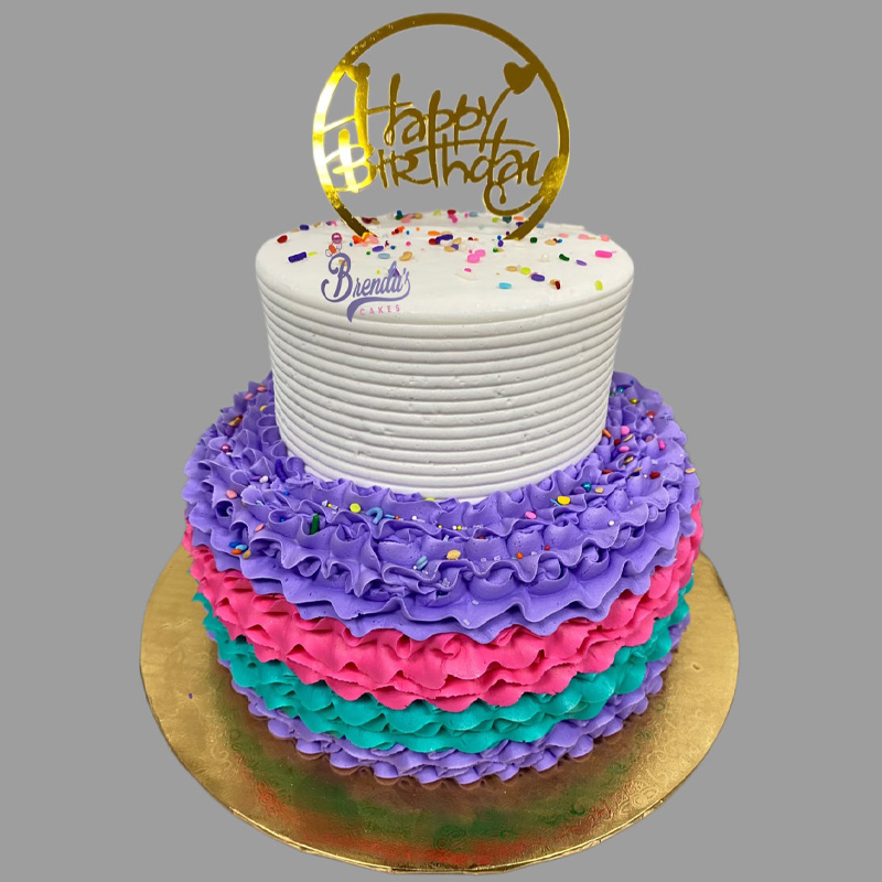 2 Tier Cake with Golden Details | Brenda's Cakes Shop - Miami, FL