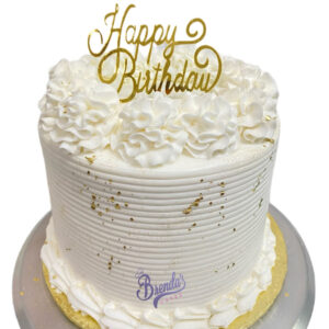 Double Barrel White with Gold | Brenda's Cakes Shop - Miami, FL