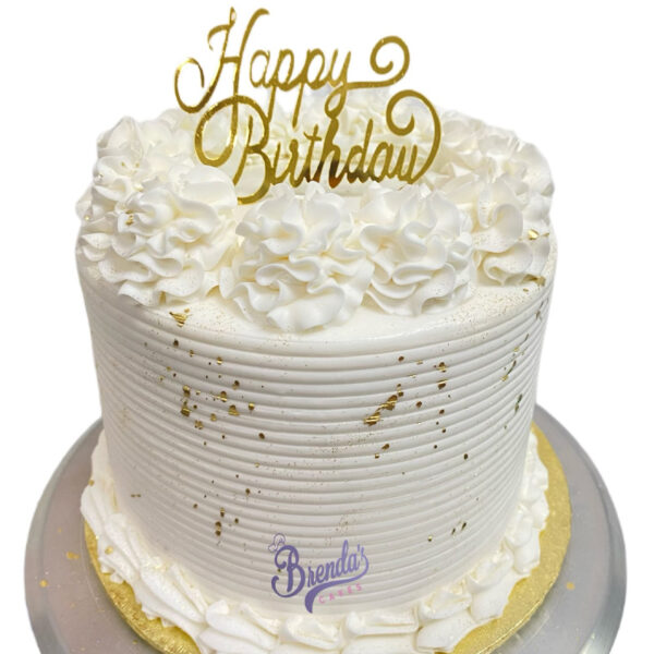 Double Barrel White with Gold | Brenda's Cakes Shop - Miami, FL