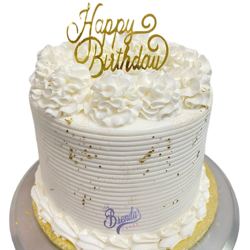 Double Barrel White with Gold | Brenda's Cakes Shop - Miami, FL