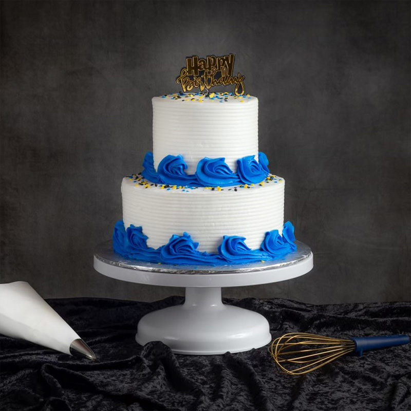 Two Tier Cake Blue | Brenda's Cakes Shop - Miami, FL