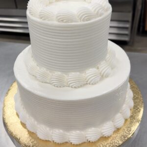 Two tier cake white shell